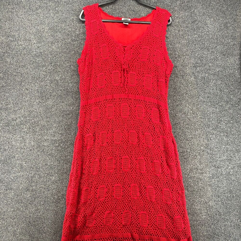 Monroe and Main Dress 2X Red Crochet Sleeveless‎ Midi Fairy Cottagecore Feminine